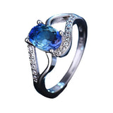 Oval CZ Crystal Rose Engagement Wedding Ring Bride Jewelry