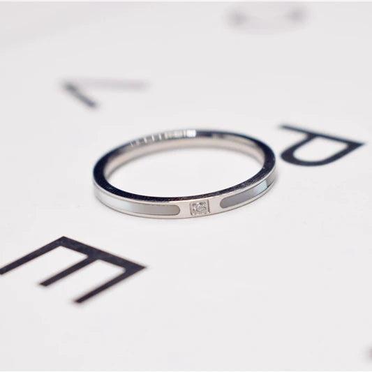 Rose Titanium Steel Zirconia Rings