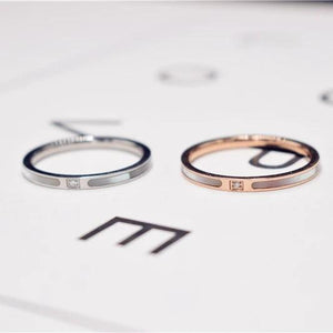 Rose Titanium Steel Zirconia Rings