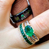 Tungsten Celtic Dragon Ring Green Zircon Punk Stainless Steel Carbon Fibre