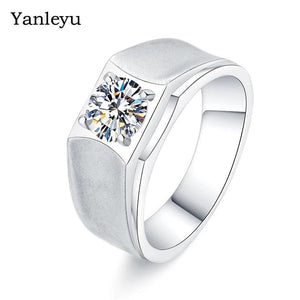 Men's 2ct Round 5A CZ Ring 925 Silver Engagement Party Gift R019