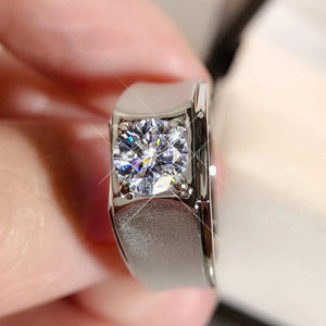 Men's 2ct Round 5A CZ Ring 925 Silver Engagement Party Gift R019