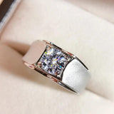 Men's 2ct Round 5A CZ Ring 925 Silver Engagement Party Gift R019