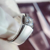 Men's 2ct Round 5A CZ Ring 925 Silver Engagement Party Gift R019