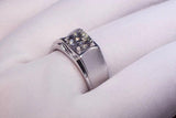 Men's 2ct Round 5A CZ Ring 925 Silver Engagement Party Gift R019