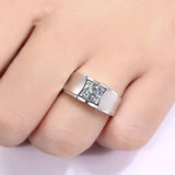 Men's 2ct Round 5A CZ Ring 925 Silver Engagement Party Gift R019