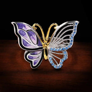Hollow Butterfly Ring Colourful Gems Bridal Wedding Anniversary Jewelry