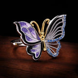 Hollow Butterfly Ring Colourful Gems Bridal Wedding Anniversary Jewelry