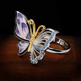 Hollow Butterfly Ring Colourful Gems Bridal Wedding Anniversary Jewelry