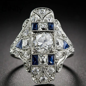 Enamel CZ Silver Plated Ring Women Size 6-9 NJ61
