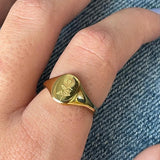 Engraved Stainless Steel Wildflower Signet Ring