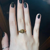 Engraved Stainless Steel Wildflower Signet Ring