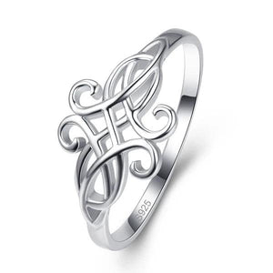 Nuncad 2MM Wide Hollow Vintage Pattern Sterling Silver Ring Size 6/7/8/9
