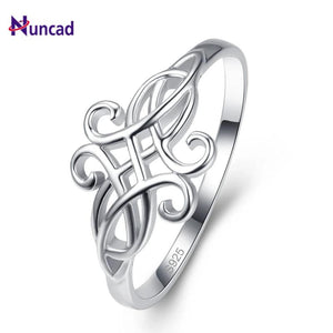 Nuncad 2MM Wide Hollow Vintage Pattern Sterling Silver Ring Size 6/7/8/9