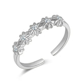 CZ Flower Rings Yellow Plated Adjustable Opening Rings