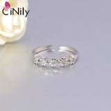 CZ Flower Rings Yellow Plated Adjustable Opening Rings