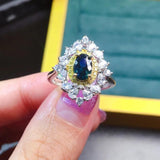 Multicolor Oval Gems Ring Bridal Wedding Band Engagement Ring