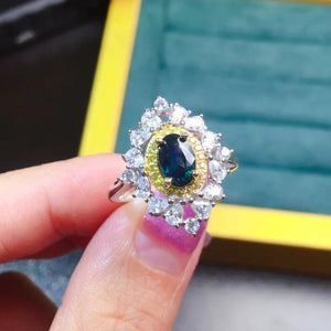Multicolor Oval Gems Ring Bridal Wedding Band Engagement Ring
