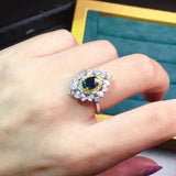 Multicolor Oval Gems Ring Bridal Wedding Band Engagement Ring