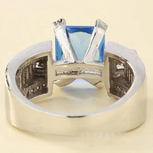 Men's Sea Crystal Wedding Ring Silver Plated
