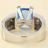 Men's Sea Crystal Wedding Ring Silver Plated