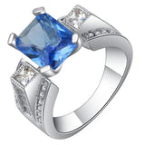 Men's Sea Crystal Wedding Ring Silver Plated