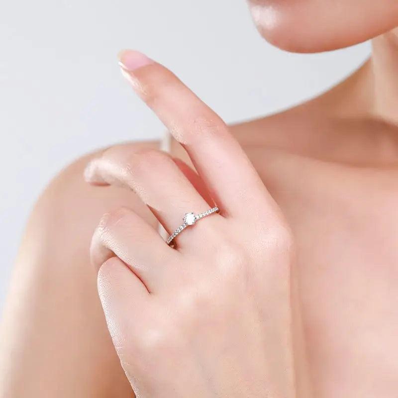 925 Sterling Silver CZ Charm Rings Women Wedding Jewelry
