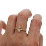 Romantic Round CZ and Oval Green Emeralds Ring for Women