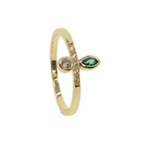 Romantic Round CZ and Oval Green Emeralds Ring for Women