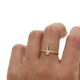 Romantic Round CZ and Oval Green Emeralds Ring for Women