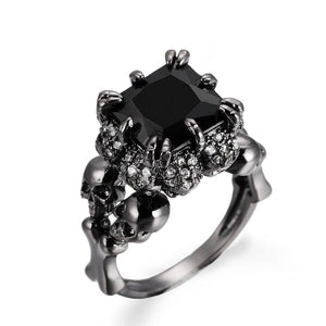 Skull Ring Rhodium Plated Demon Princess Zircon Women's Wedding