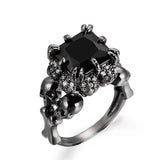 Skull Ring Rhodium Plated Demon Princess Zircon Women's Wedding