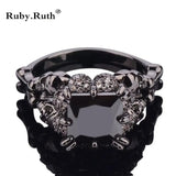 Skull Ring Rhodium Plated Demon Princess Zircon Women's Wedding