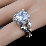 Skull Ring Rhodium Plated Demon Princess Zircon Women's Wedding