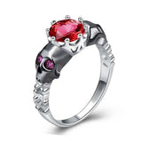 Red Crystal Skull Ring for Women and Men