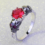 Red Crystal Skull Ring for Women and Men