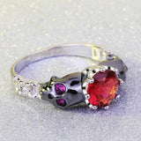 Red Crystal Skull Ring for Women and Men