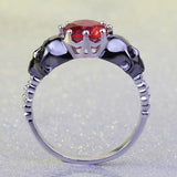 Red Crystal Skull Ring for Women and Men