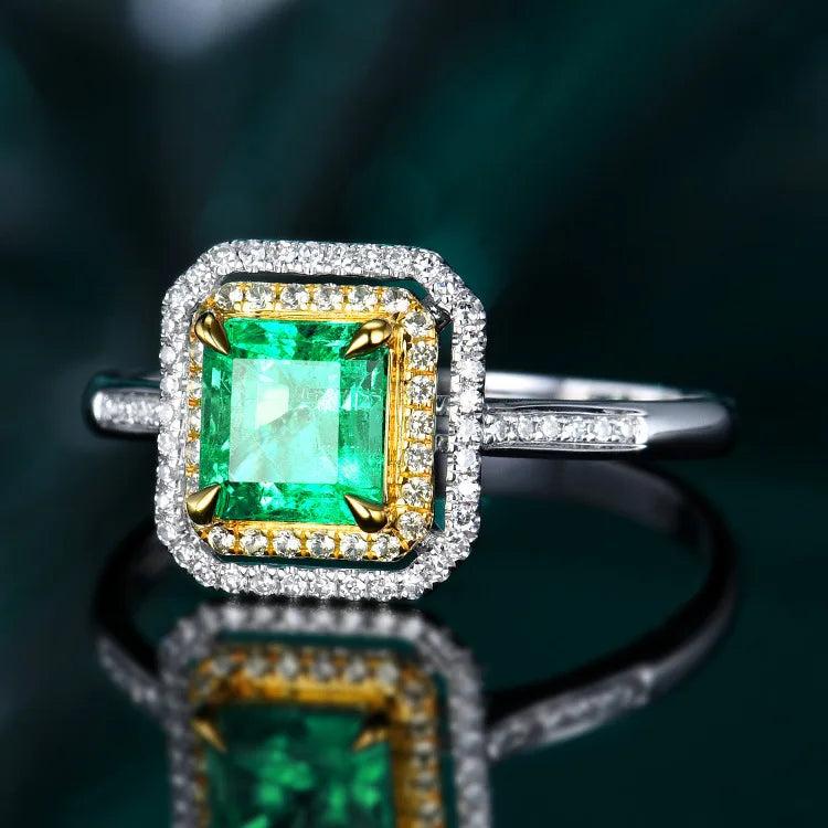 Green Gem Bride Ring Multicolor Crystal Zircon Cocktail Party Women Ring