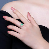 Green Gem Bride Ring Multicolor Crystal Zircon Cocktail Party Women Ring