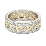 CZ Ring 3 Rows Hollow Wedding Jewelry Men Women