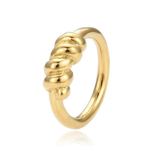 Stainless Steel Spiral Twisted Rings For Women Silver Geometry Braided Shape