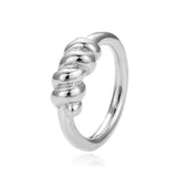Stainless Steel Spiral Twisted Rings For Women Silver Geometry Braided Shape