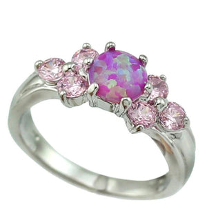 Pink Fire Opal Stone Silver Plated Rings Size 6 7 8 9 10