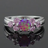 Pink Fire Opal Stone Silver Plated Rings Size 6 7 8 9 10