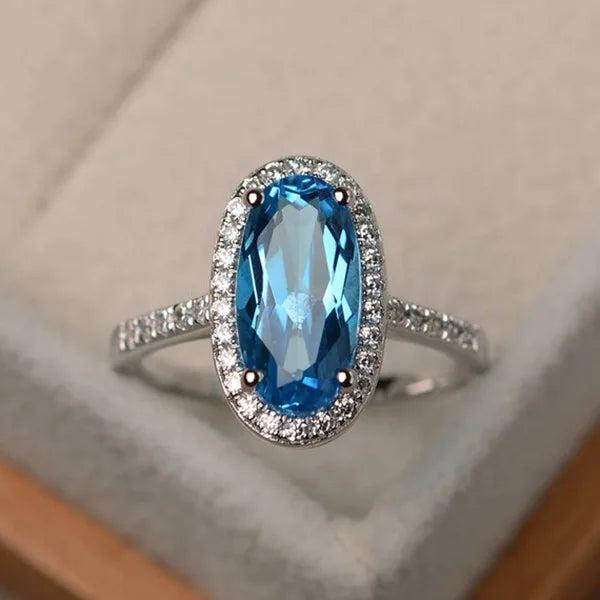 Silver Plated Oval Cut Zircon Cocktail Ring