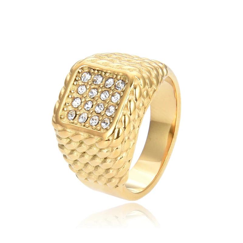 Women Silver Ring Banquet Crystal Zircon Ring Stainless Steel Ring