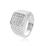 Women Silver Ring Banquet Crystal Zircon Ring Stainless Steel Ring