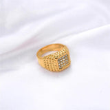 Women Silver Ring Banquet Crystal Zircon Ring Stainless Steel Ring
