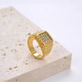 Women Silver Ring Banquet Crystal Zircon Ring Stainless Steel Ring